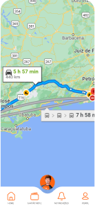 Tela do protótipo Motz: mensagens entre caminhoneiro e transportadora